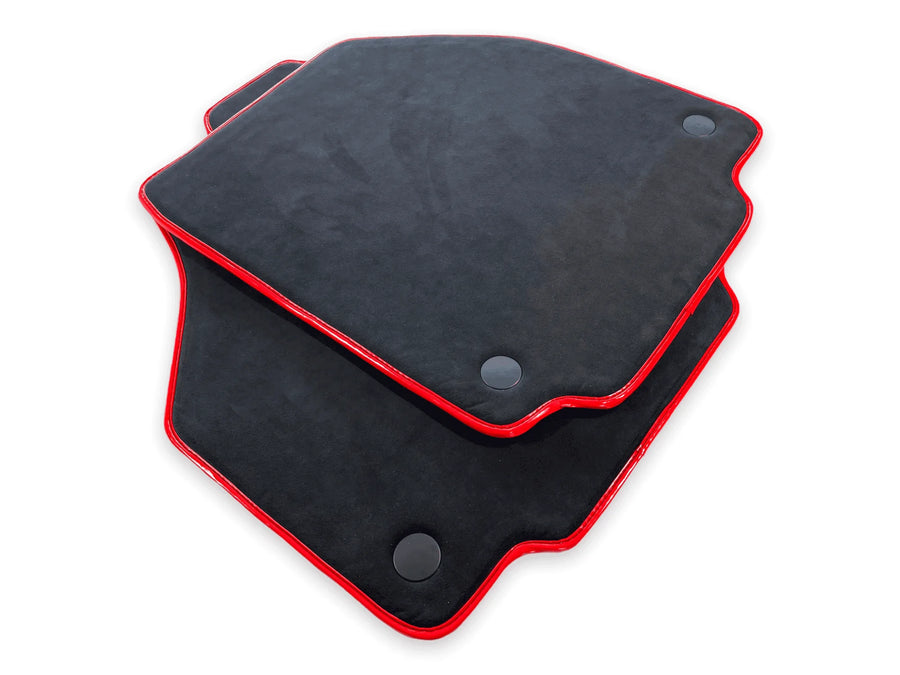 Floor Mats For Ferrari 458 Italia (2009-2015) Alcantara Leather Red Trim - AutoWin