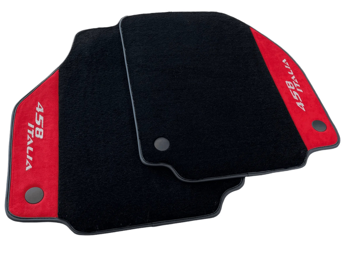 Floor Mats For Ferrari 458 Italia 2009-2015 Red Alcantara Leather - AutoWin