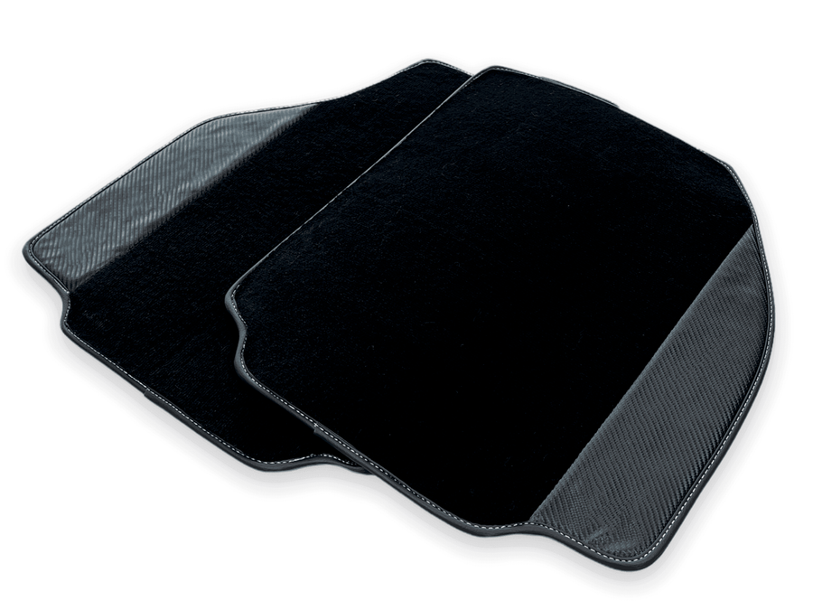 Black Floor Mats For Ferrari 488 Pista Spider 2019-2021 With Carbon Fiber Leather