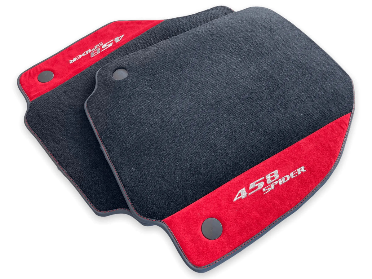 Floor Mats For Ferrari 458 Spider 2012-2015 Red Alcantara Leather - AutoWin