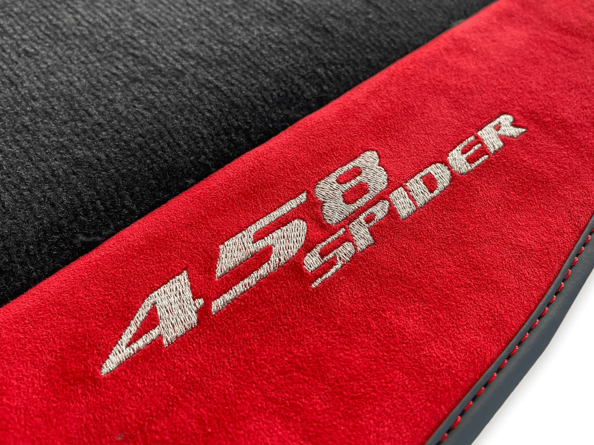 Floor Mats For Ferrari 458 Spider 2012-2015 Red Alcantara Leather - AutoWin
