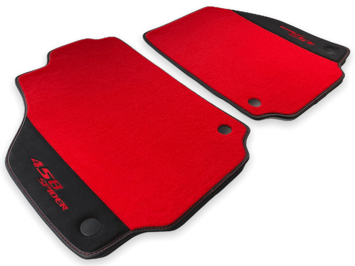 Floor Mats For Ferrari 458 Spider 2012-2015 Red Carpet And Alcantara Leather - AutoWin