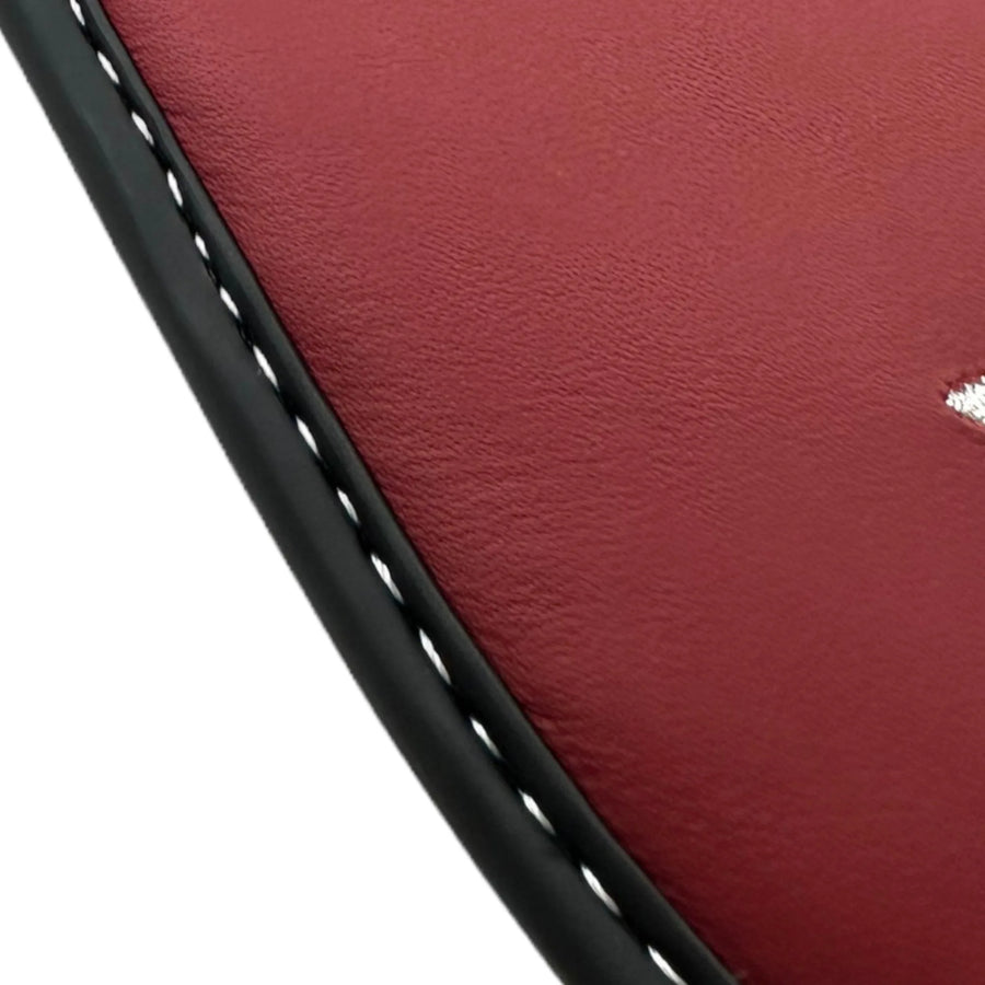 Floor Mats for Ferrari 458 Spider (2012-2015) with Bordeaux Nappa Leather - AutoWin