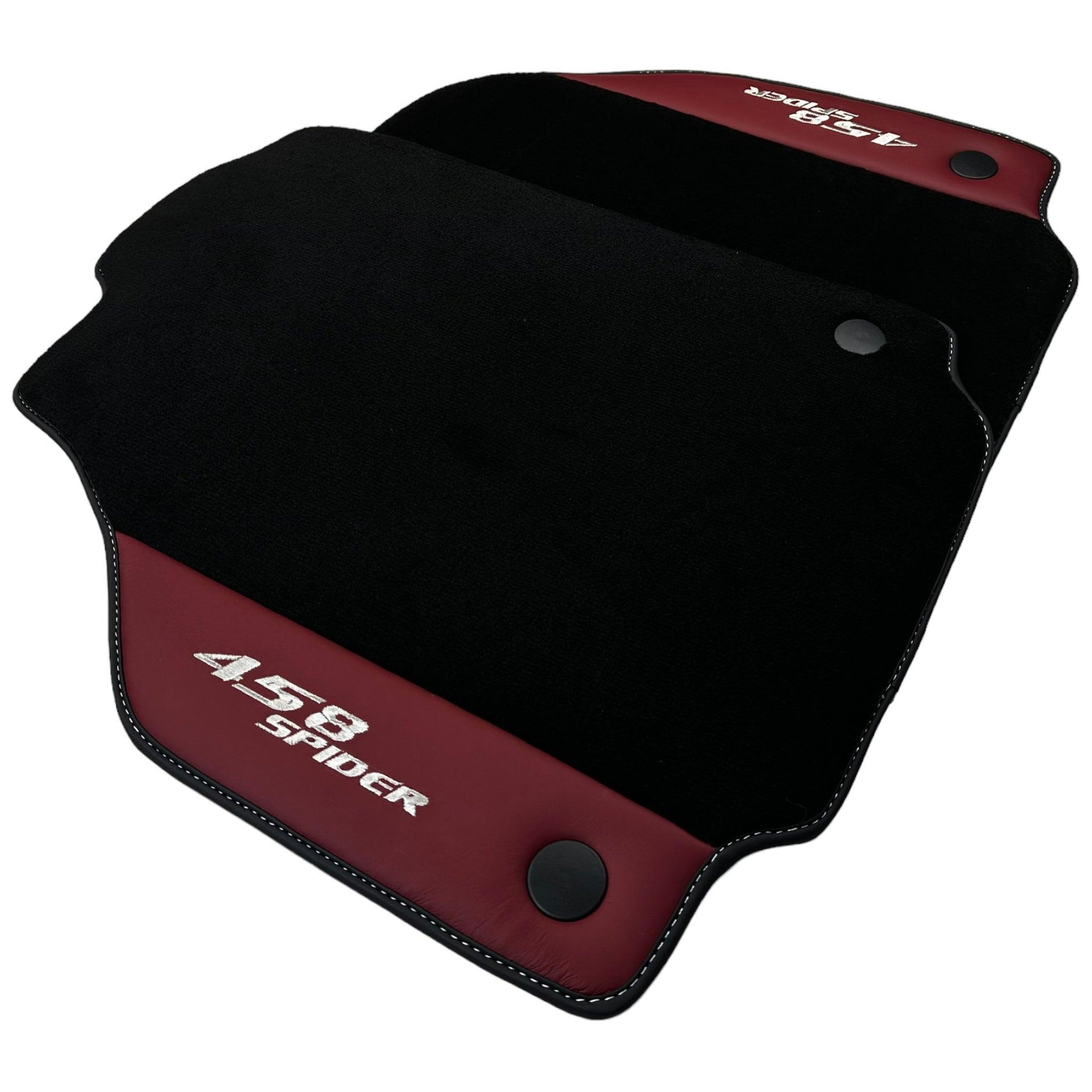 Floor Mats for Ferrari 458 Spider (2012-2015) with Bordeaux Nappa Leather - AutoWin