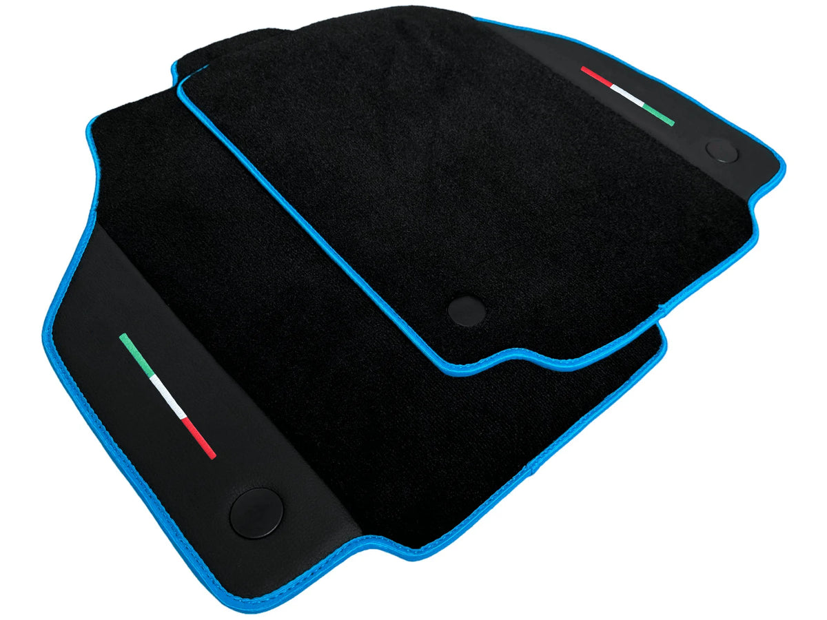 Floor Mats For Ferrari 488 GTB 2015-2022 Alcantara Leather Light Blue Trim