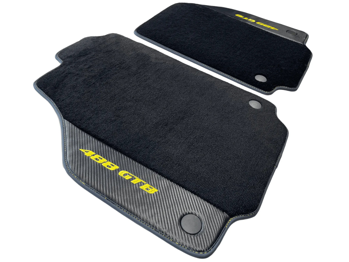 Floor Mats For Ferrari 488 GTB 2015-2022 Carpet With Carbon Fiber - AutoWin
