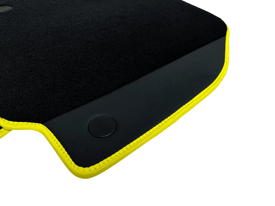 Floor Mats For Ferrari 488 Spider 2015-2022 Leather and Yellow Trim