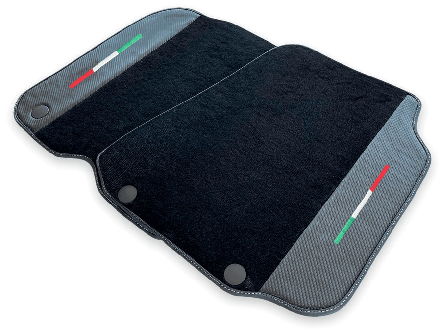 Floor Mats For Ferrari 812 GTS (2019-2023) Carbon Fiber And Black Carpet - AutoWin