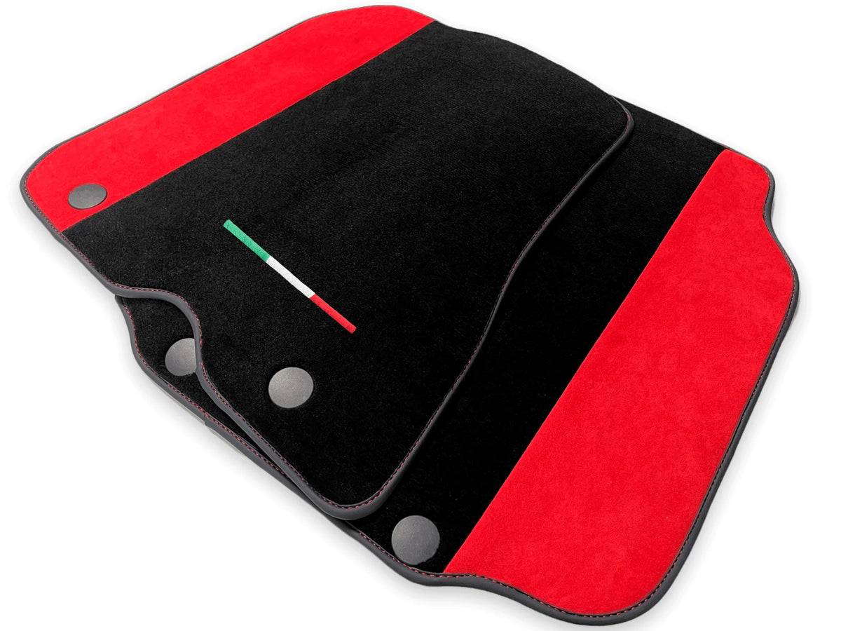 Floor Mats For Ferrari 812 Superfast Red Aclantara And Black Carpet - AutoWin