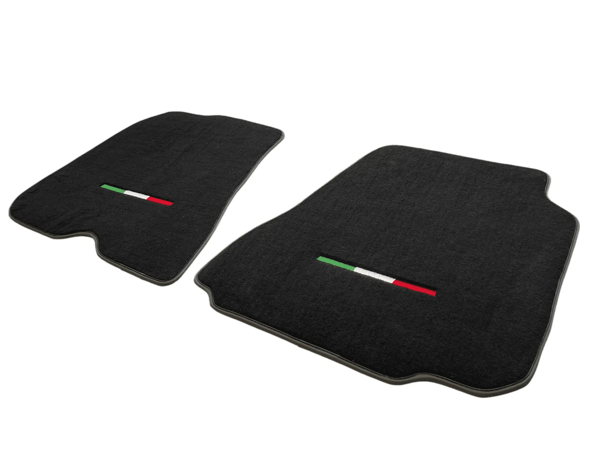 Floor Mats For Ferrari F12 Berlinetta Black Tailored Carpets With Italian Emblem - AutoWin