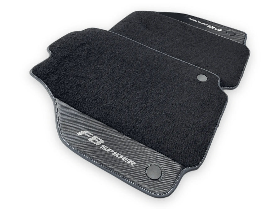 Floor Mats For Ferrari F8 Spider 2019-2022 With Carbon Fiber Leather - AutoWin