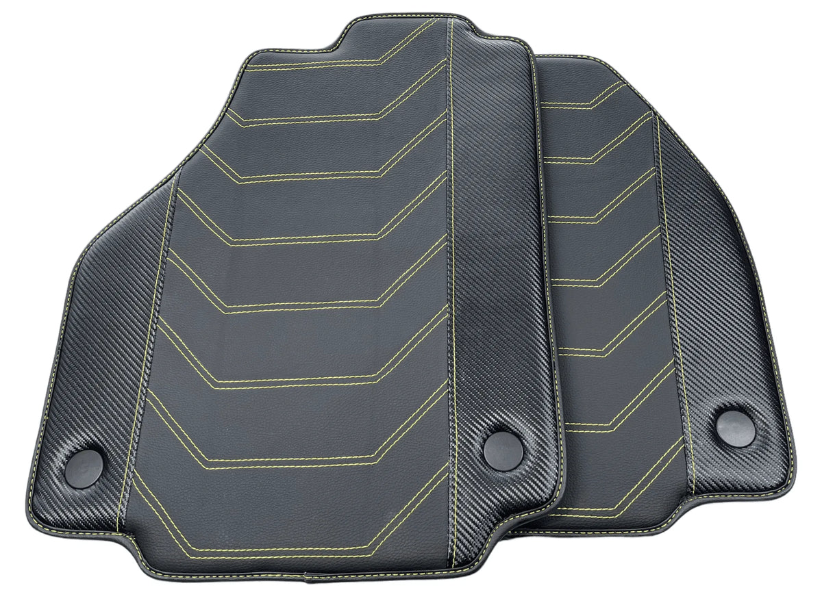 Floor Mats For Ferrari F8 Spider 2019-2022 Yellow Sewing - AutoWin