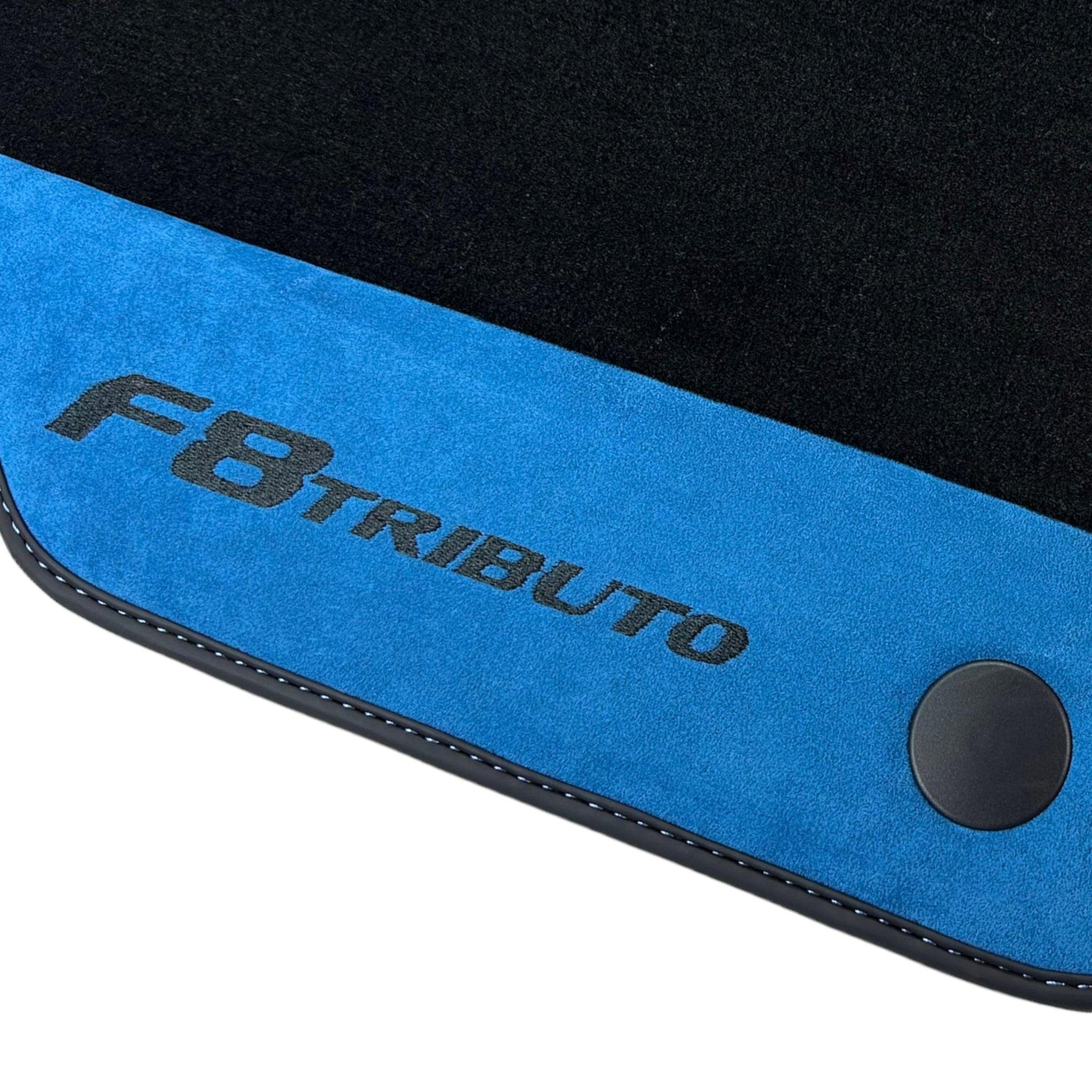 Floor Mats For Ferrari F8 Tributo 2019-2022 With Blue Alcantara Leather - AutoWin