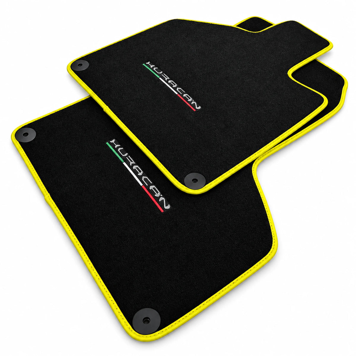 Floor Mats for Lamborghini Huracan With Italian Flag | Yellow Trim - AutoWin