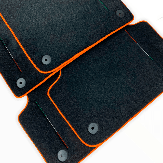 Floor Mats For Lamborghini Urus Black Tailored With Orange Rounds Carpets - AutoWin