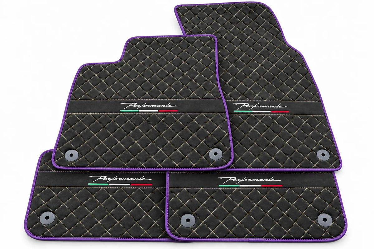 Floor Mats For Lamborghini Urus Performante Alcantara Leather Purple trim