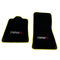 Floor Mats For McLaren 720S Black Tailored With Yellow Trim - AutoWin