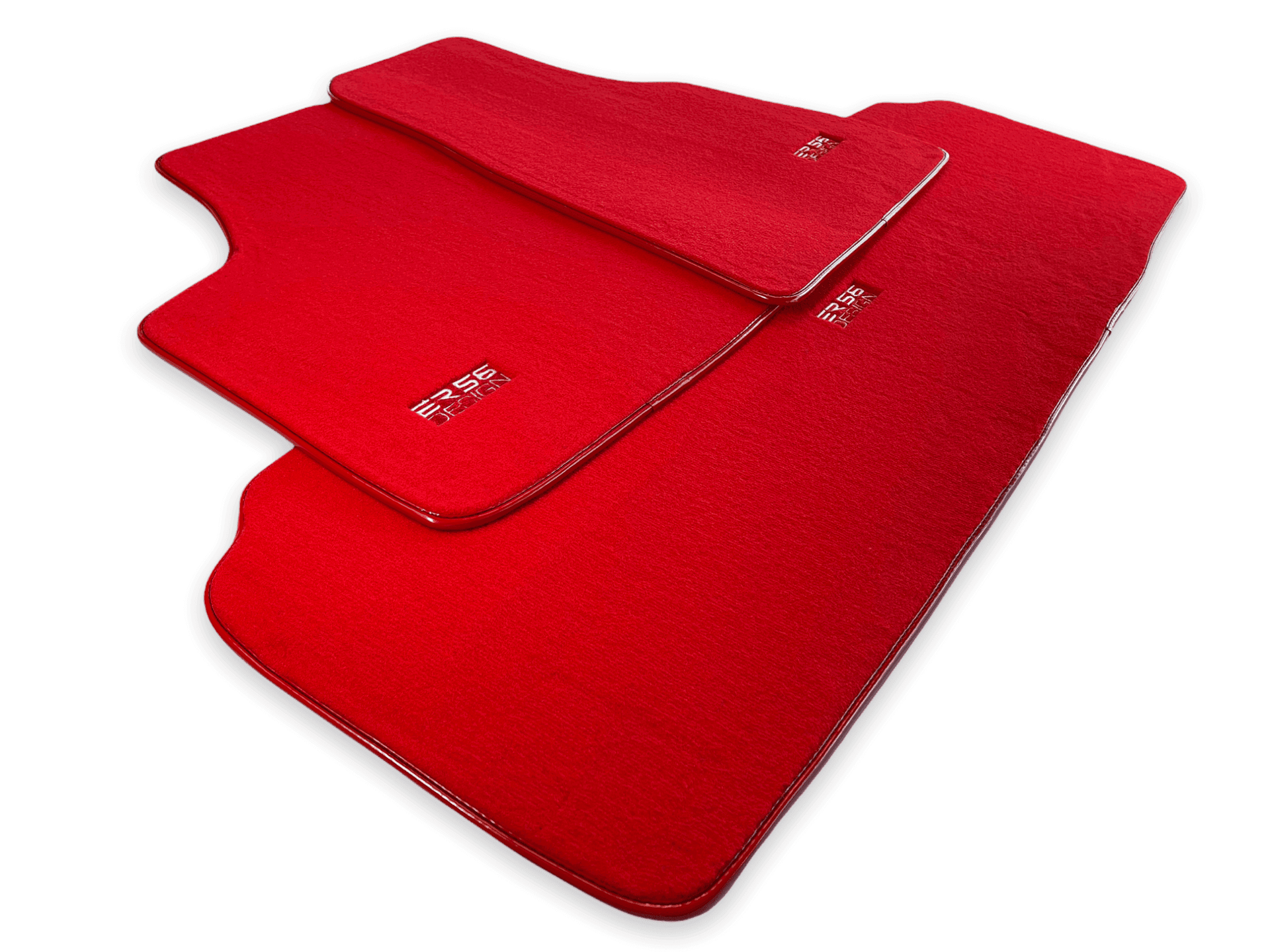 Floor Mats For Tesla Model X (5 Seats) Red Tailored Carpets ER56 Design - AutoWin