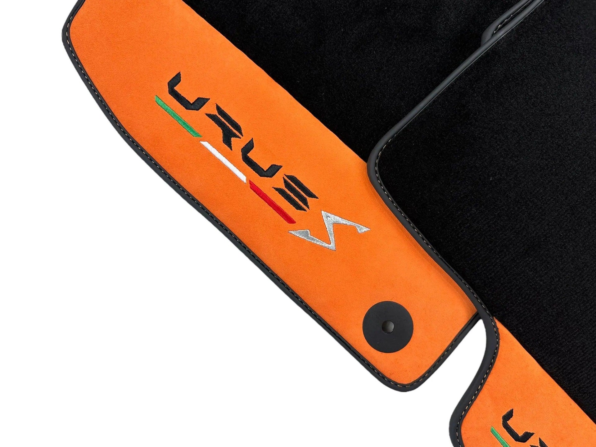 Floor Mats Set with Trunk Mat For Lamborghini Urus S With Orange Alcantara Leather - AutoWin