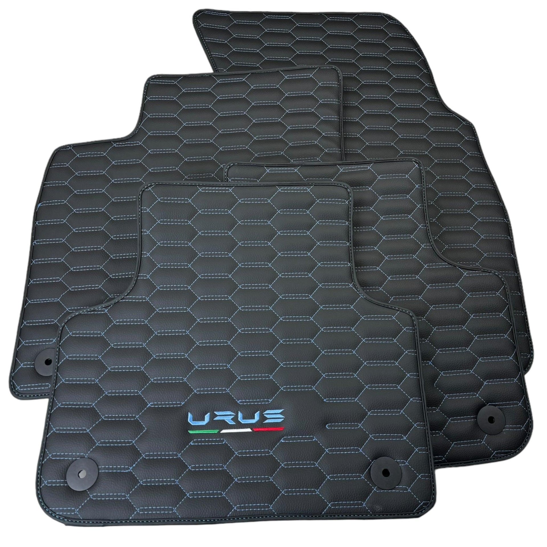Floor Mats Set with Trunk Mat for Lamborghini Urus with Black Leather - AutoWin