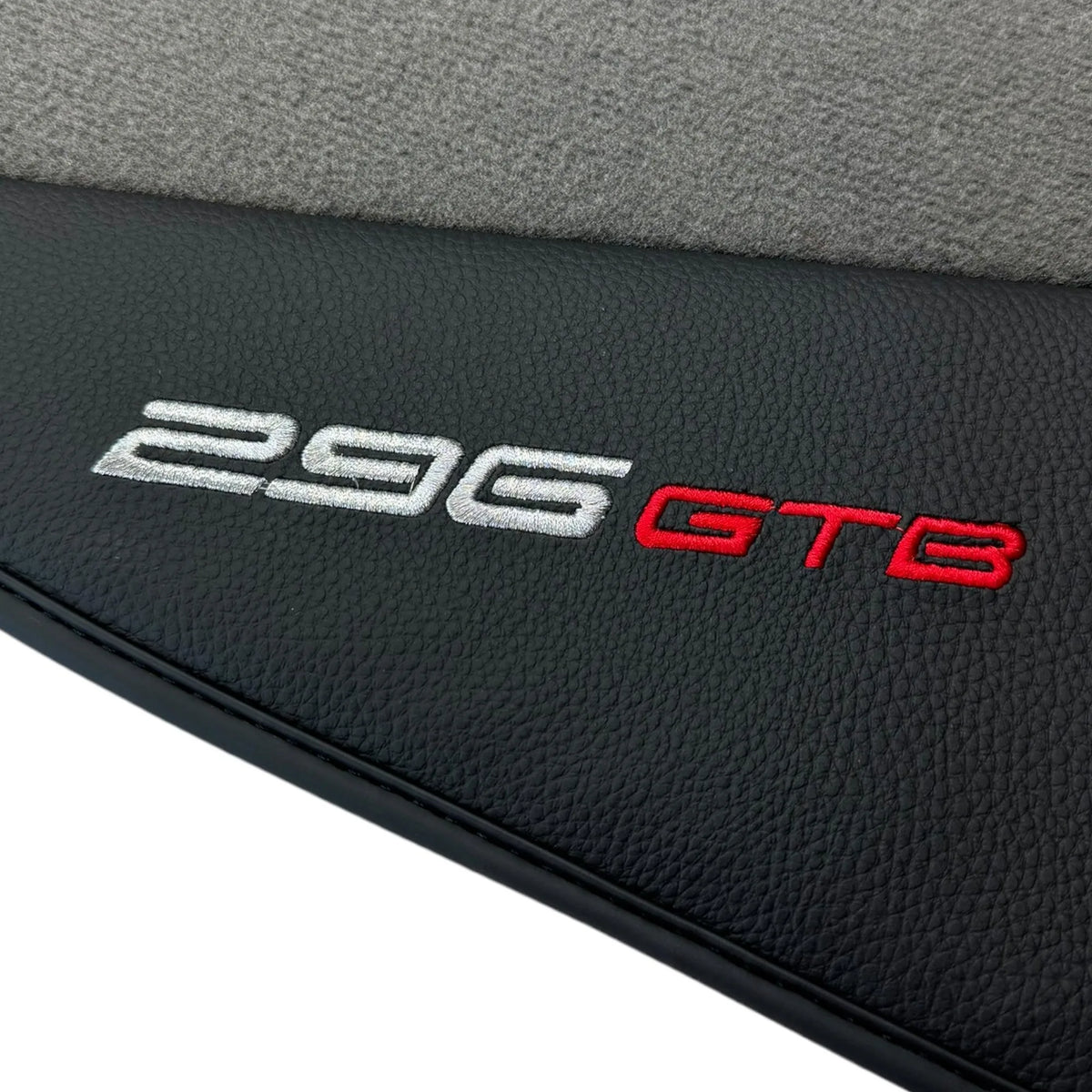 Gray Floor Mats for Ferrari 296 GTB (2022-2027) with Leather - AutoWin