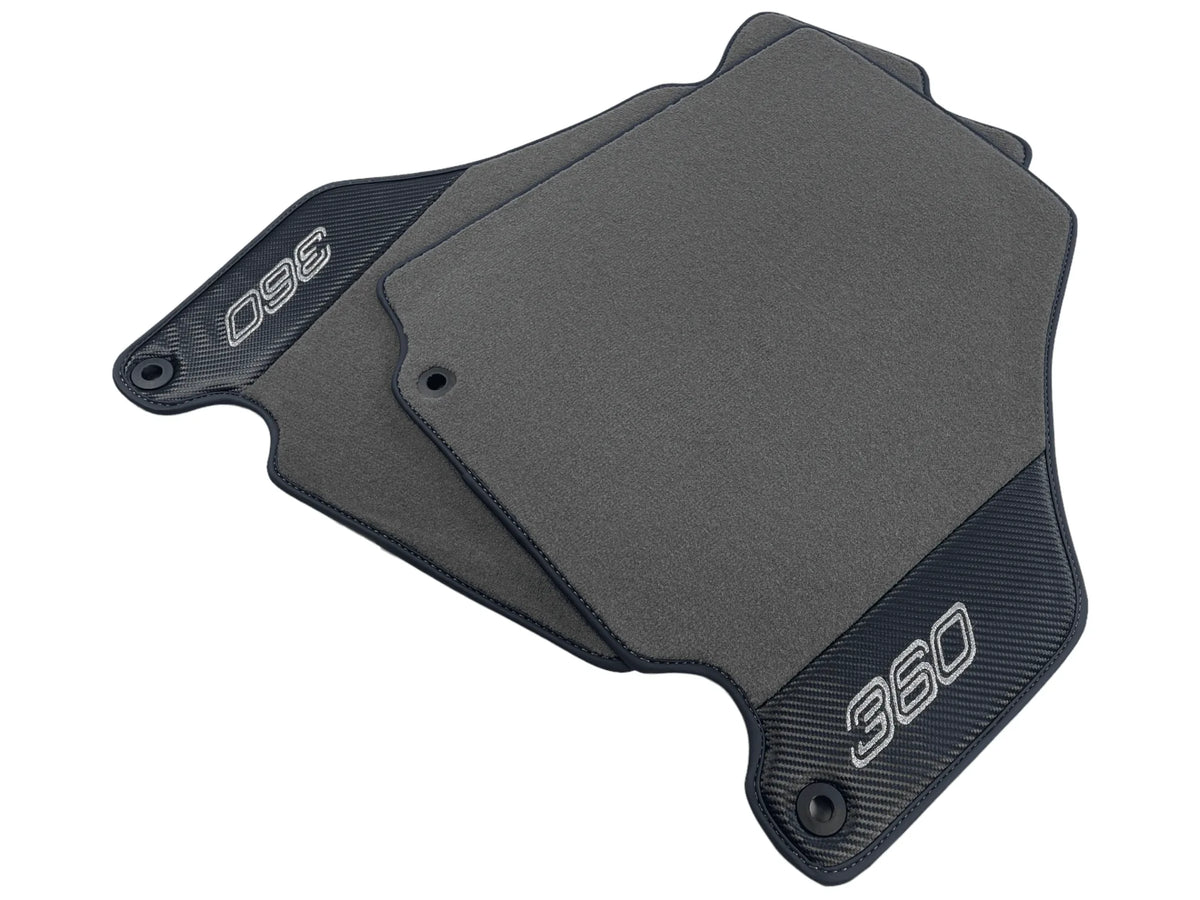 Gray Floor Mats For Ferrari 360 Modena 1999-2005 With Carbon Fiber Leather - AutoWin