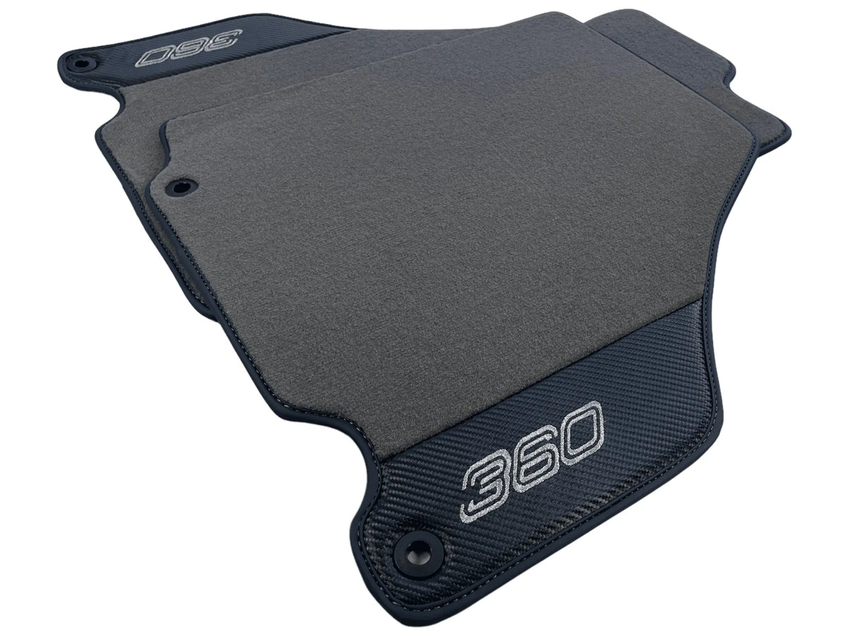 Gray Floor Mats For Ferrari 360 Modena 1999-2005 With Carbon Fiber Leather - AutoWin
