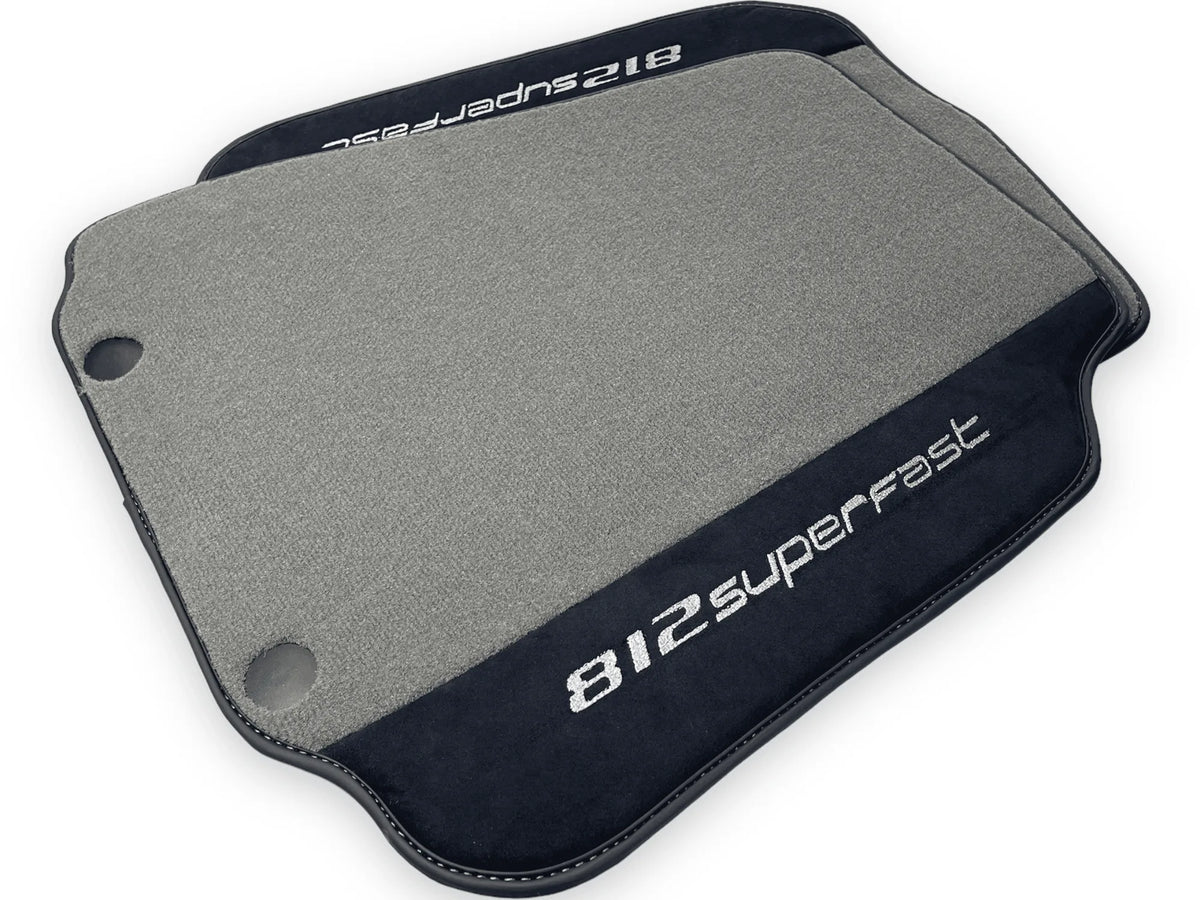 Gray Floor Mats For Ferrari 812 Superfast With Alcantara Leather - AutoWin