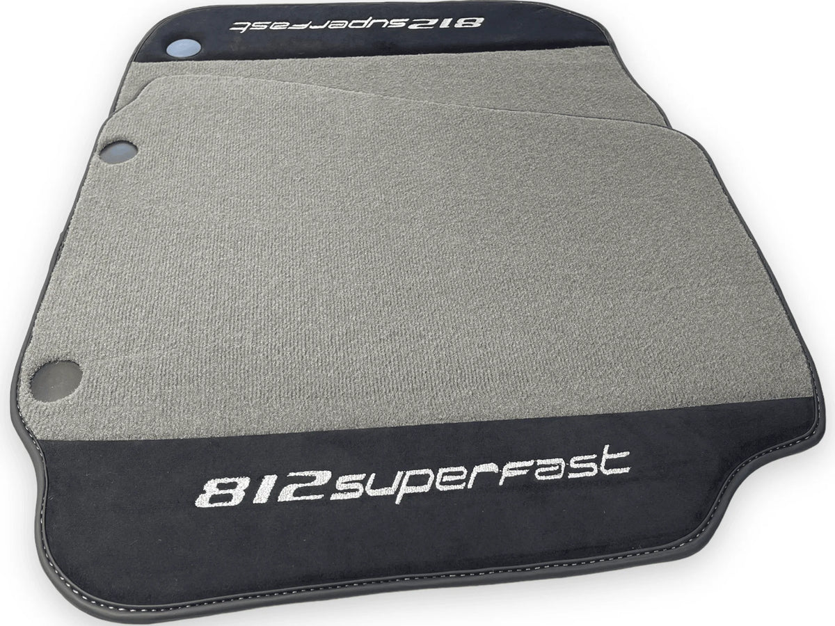 Gray Floor Mats For Ferrari 812 Superfast With Alcantara Leather - AutoWin