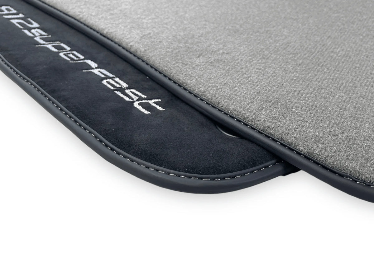 Gray Floor Mats For Ferrari 812 Superfast With Alcantara Leather - AutoWin