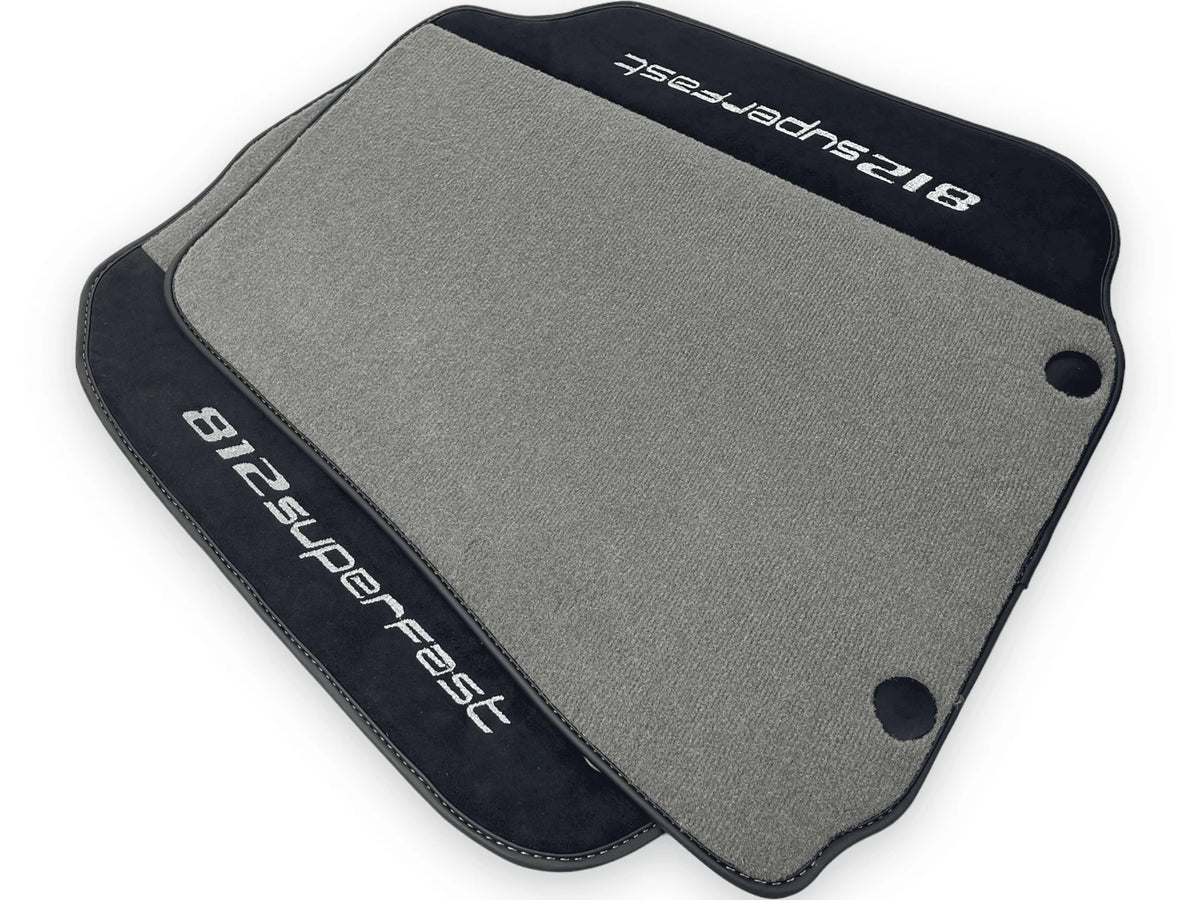 Gray Floor Mats For Ferrari 812 Superfast With Alcantara Leather - AutoWin