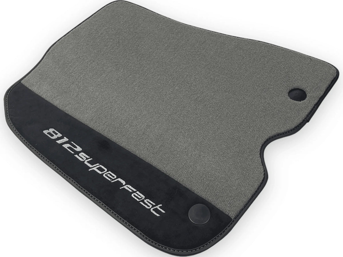 Gray Floor Mats For Ferrari 812 Superfast With Alcantara Leather - AutoWin