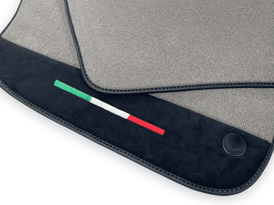 Gray Floor Mats For Ferrari F12 Berlinetta (2012-2022) With Alcantara Leather - AutoWin