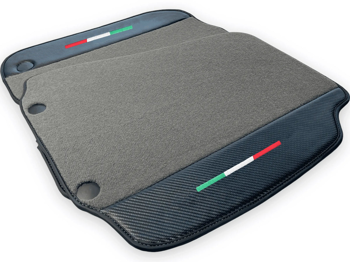 Gray Floor Mats For Ferrari 812 Superfast With Carbon Fiber Leather