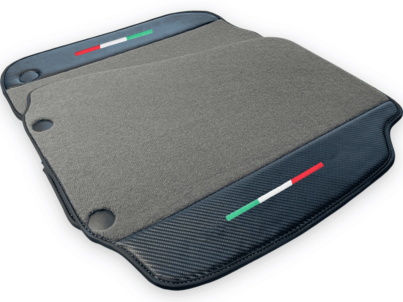 Gray Floor Mats For Ferrari F12 Berlinetta (2012-2022) With Carbon Fiber Leather - AutoWin