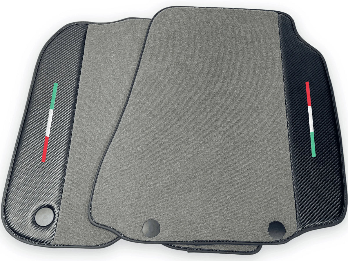 Gray Floor Mats For Ferrari 812 Superfast With Carbon Fiber Leather
