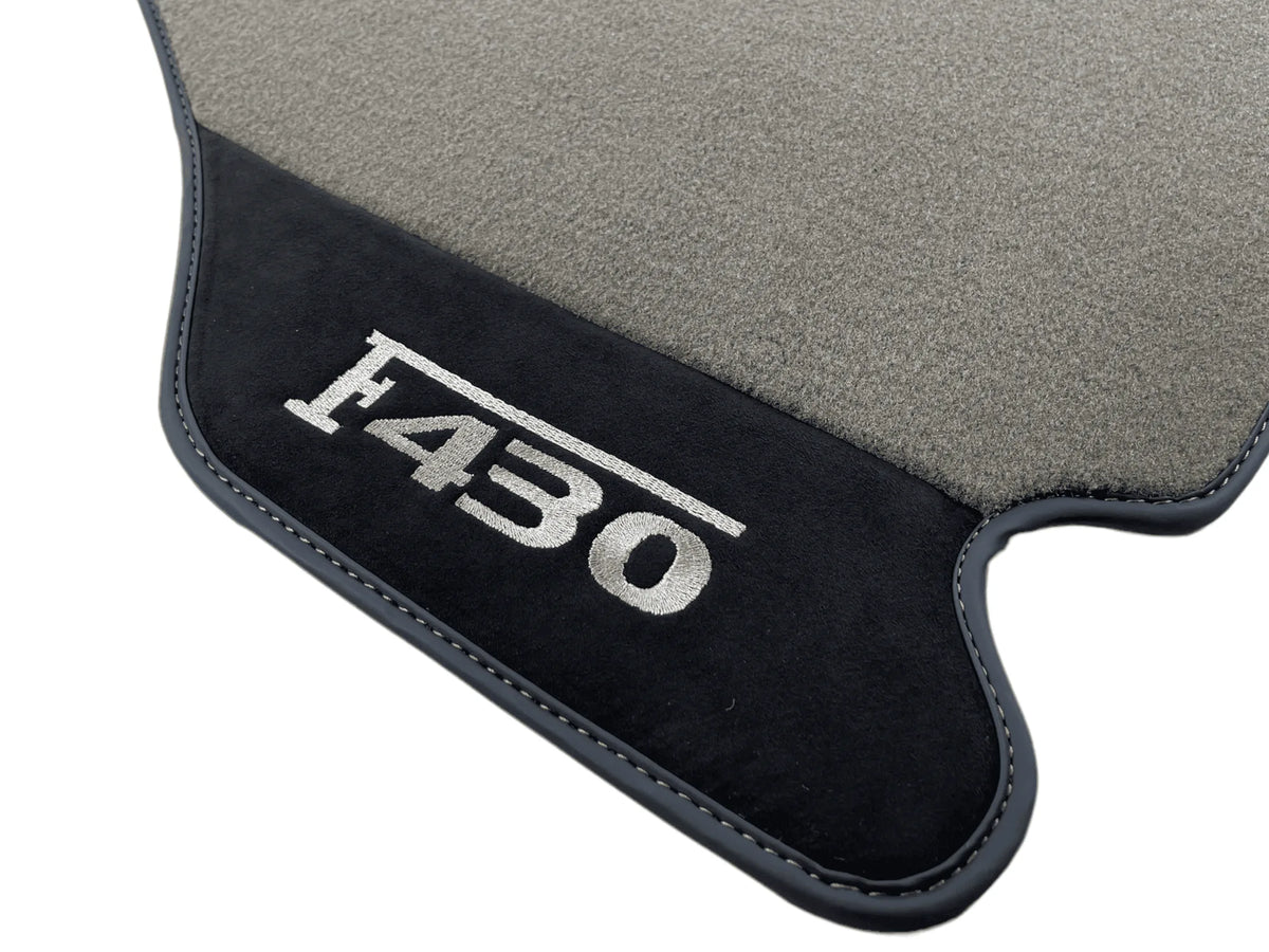 Gray Floor Mats For Ferrari F430 2004-2009 With Alcantara Leather - AutoWin