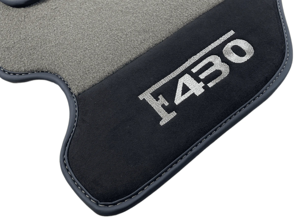 Gray Floor Mats For Ferrari F430 2004-2009 With Alcantara Leather - AutoWin