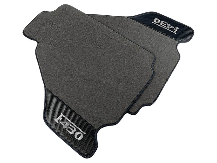 Gray Floor Mats For Ferrari F430 2004-2009 With Carbon Fiber Leather - AutoWin
