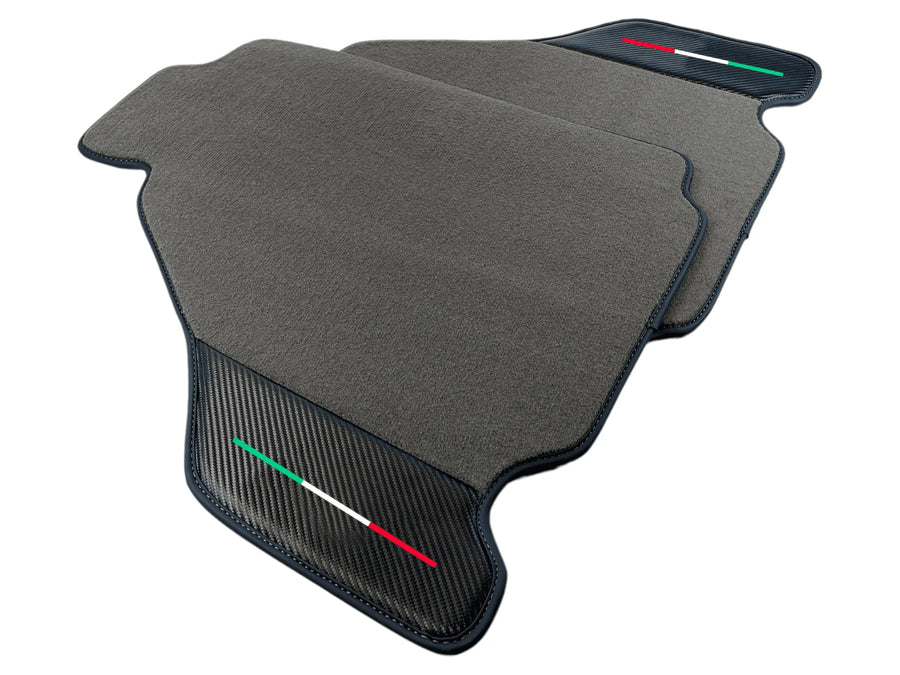 Gray Floor Mats For Ferrari F430 2004-2009 With Carbon Fiber Leather - AutoWin