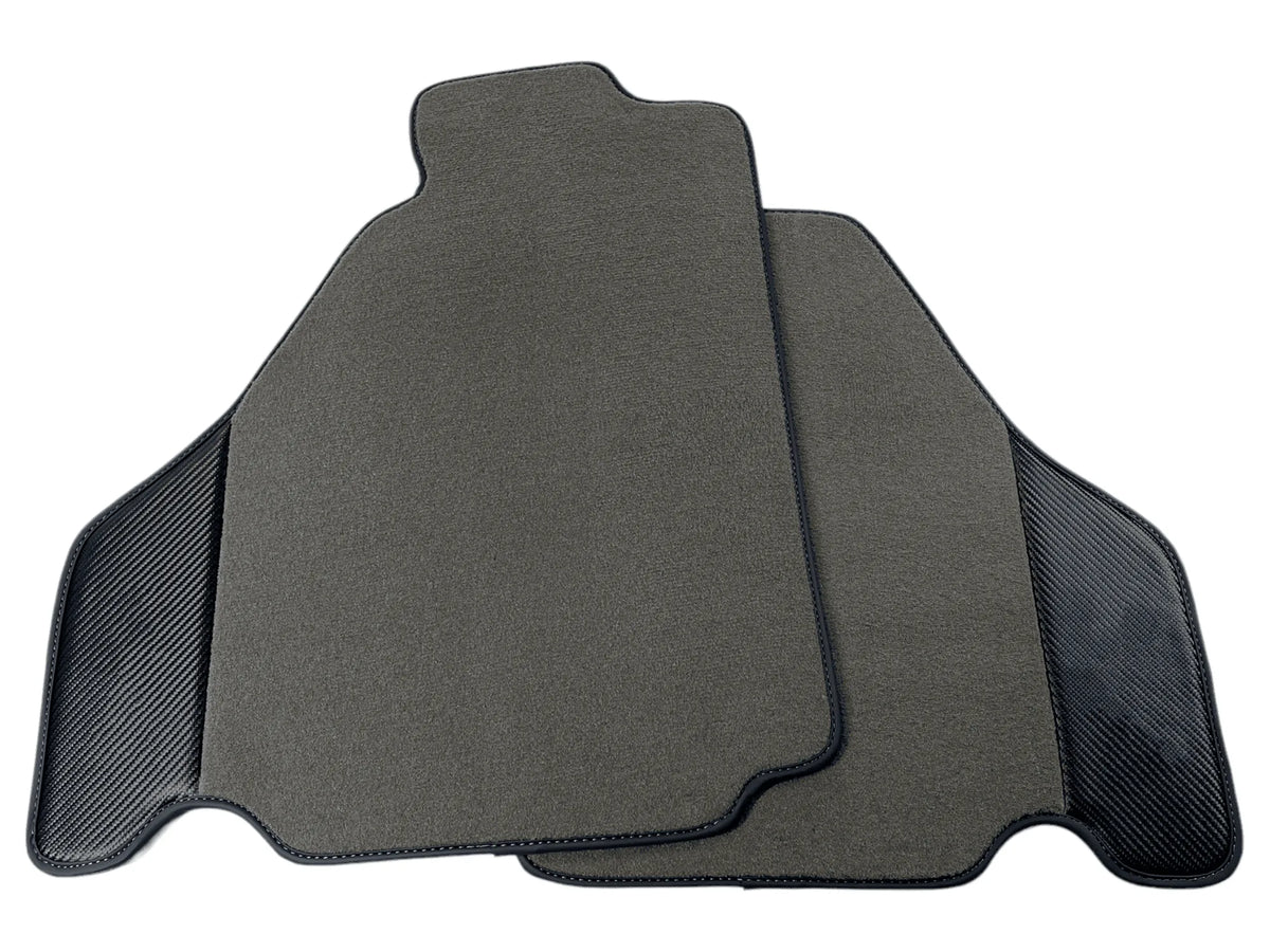 Gray Floor Mats For Ferrari F430 2004-2009 With Carbon Fiber Leather - AutoWin