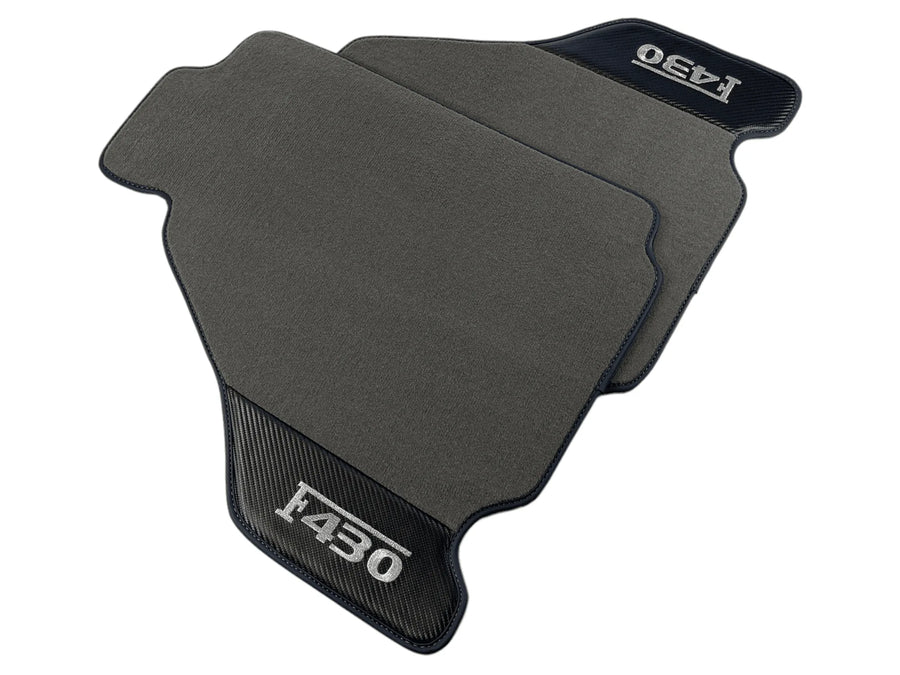 Gray Floor Mats For Ferrari F430 2004-2009 With Carbon Fiber Leather - AutoWin