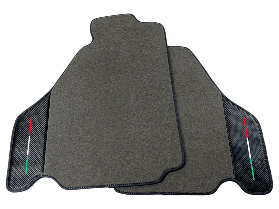 Gray Floor Mats For Ferrari F430 2004-2009 With Carbon Fiber Leather - AutoWin