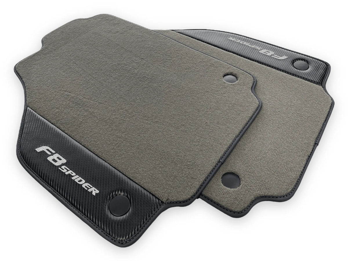 Gray Floor Mats For Ferrari F8 Spider 2019-2022 With Carbon Fiber Leather - AutoWin