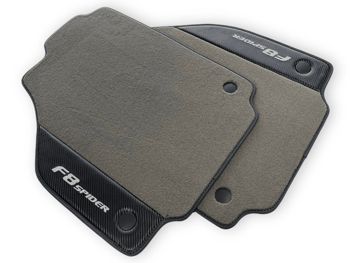 Gray Floor Mats For Ferrari F8 Spider 2019-2022 With Carbon Fiber Leather - AutoWin