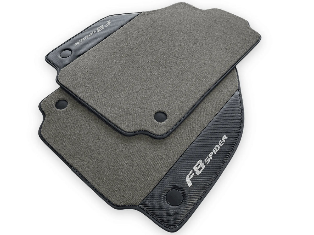Gray Floor Mats For Ferrari F8 Spider 2019-2022 With Carbon Fiber Leather - AutoWin