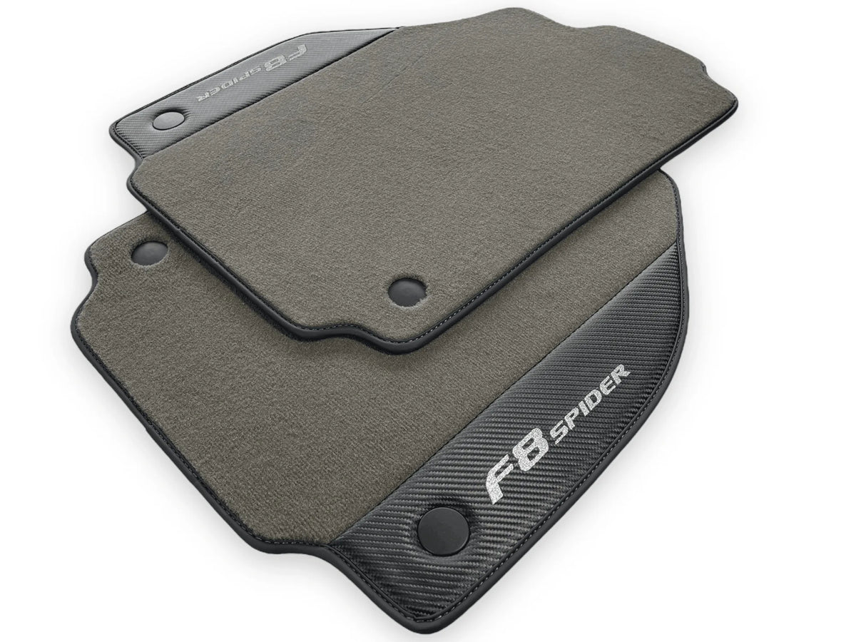 Gray Floor Mats For Ferrari F8 Spider 2019-2022 With Carbon Fiber Leather - AutoWin