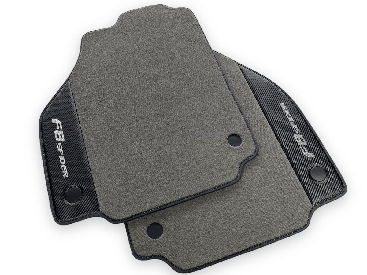 Gray Floor Mats For Ferrari F8 Spider 2019-2022 With Carbon Fiber Leather - AutoWin