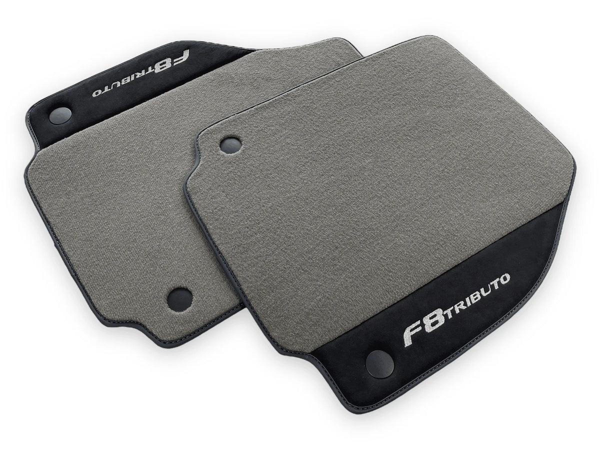 Gray Floor Mats For Ferrari F8 Tributo 2019-2022 With Alcantara Leather - AutoWin