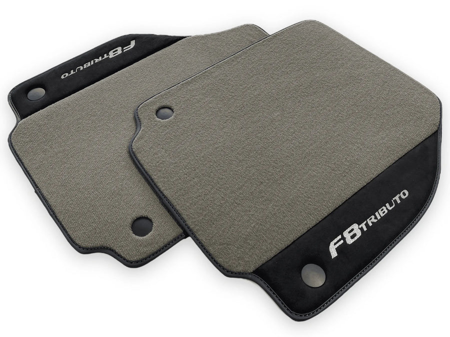 Gray Floor Mats For Ferrari F8 Tributo 2019-2022 With Alcantara Leather - AutoWin